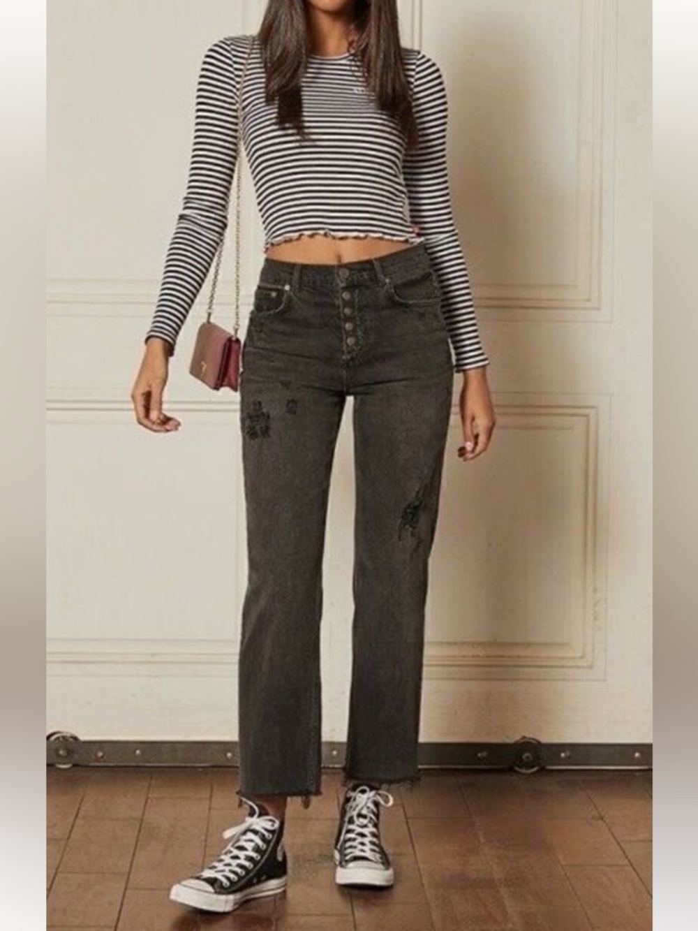 BOYISH Mikey High Waist Button Fly Jeans Moonfleet Size 28